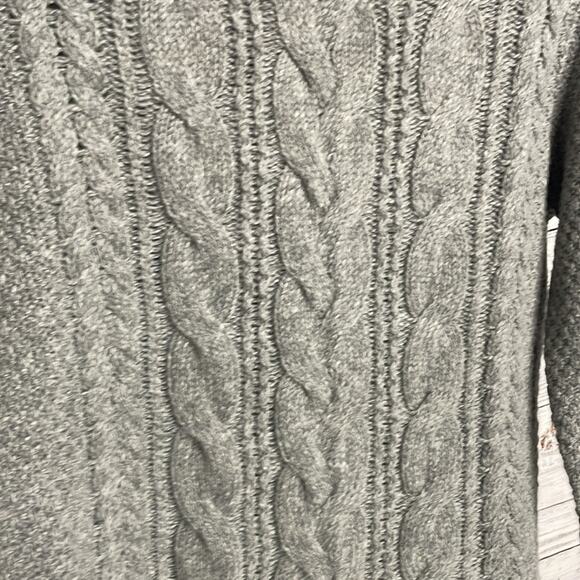 LL Bean Mixed Cable Knit Wool Blend Fisherman Sweater Medium Gray - Picture 4 of 6